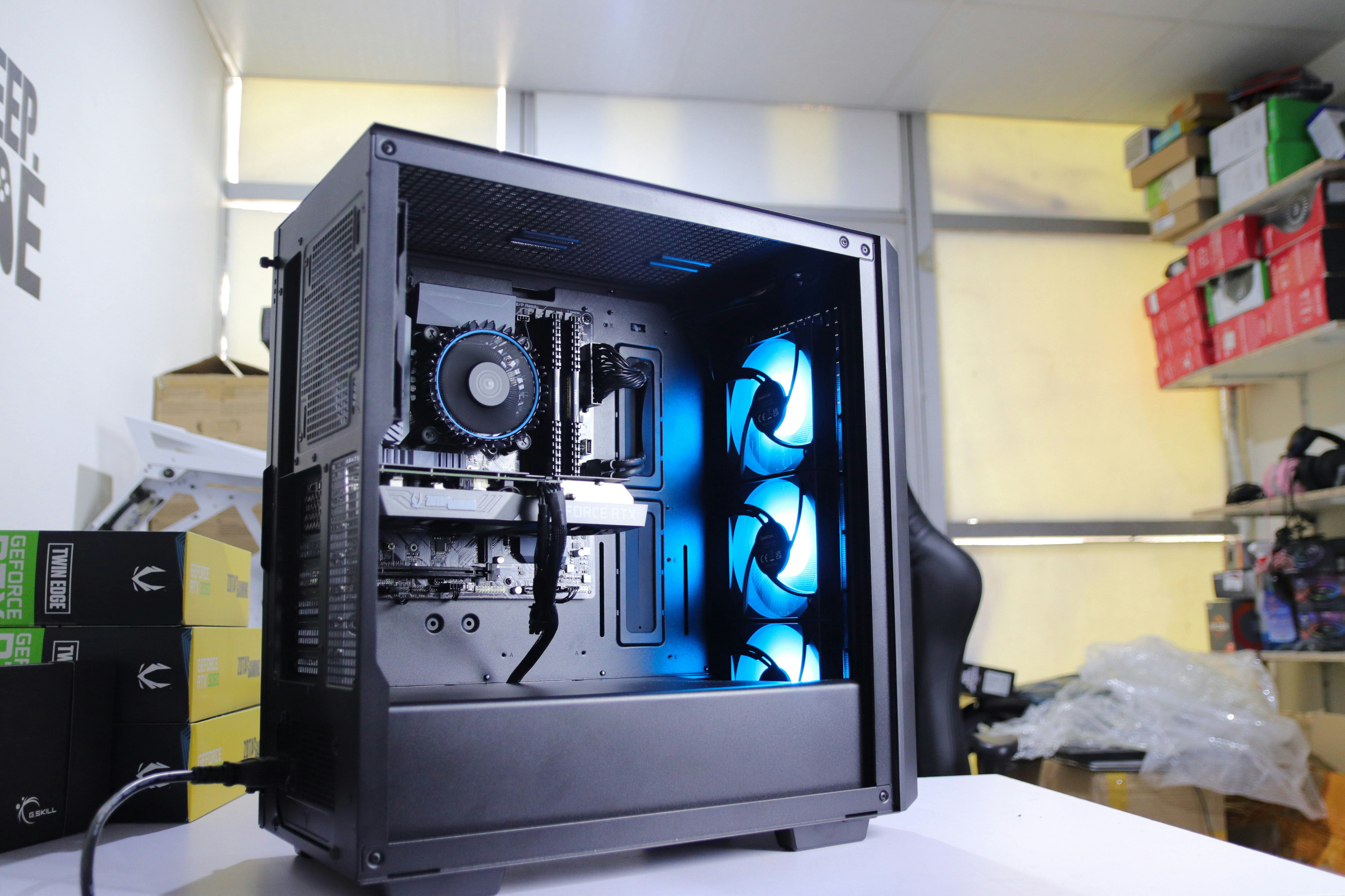 Desktop computer tower and monitor available at Hi-Link Computer Dharan