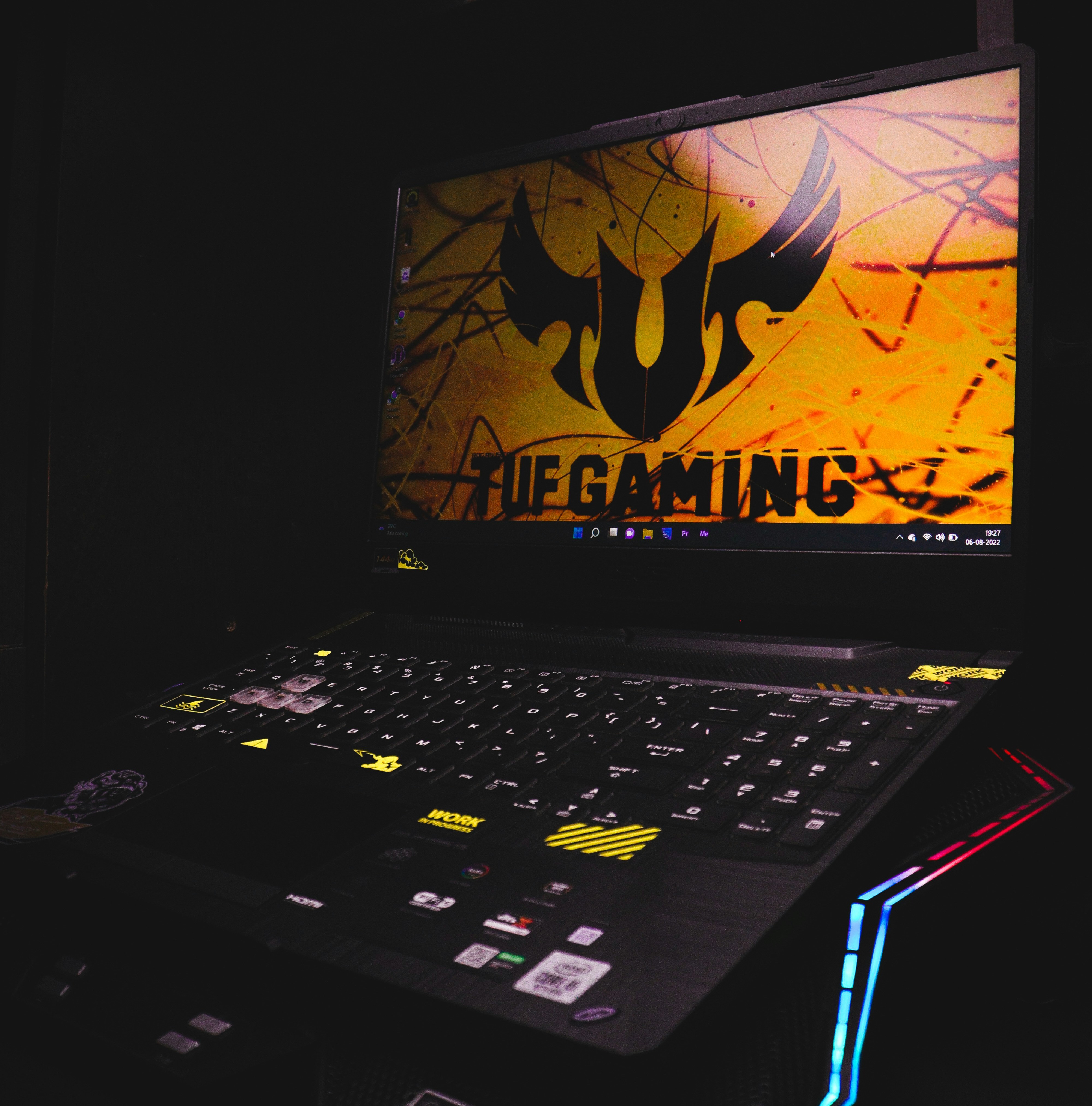 Open laptop on a desk, part of Hi-Link Computer's laptop range in Dharan